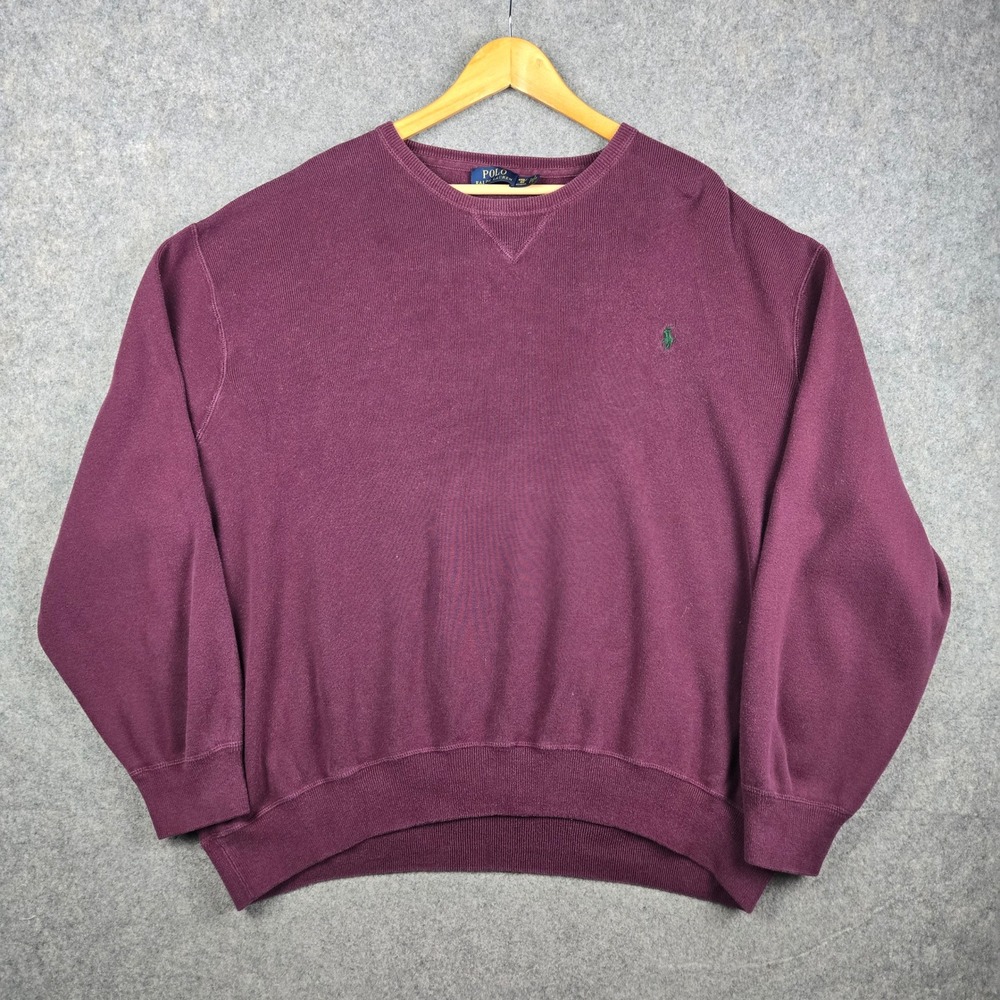 Polo Ralph Lauren Sweatshirt Mens 4XB Burgundy Pony Logo Pullover Big Tall